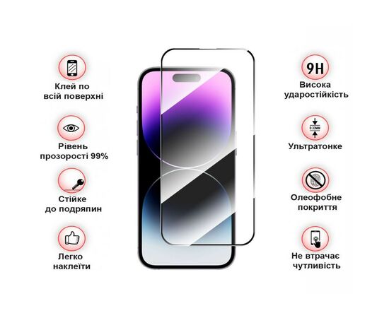 Стекло защитное BeCover Apple iPhone 15 Pro Black (710593), изображение 3