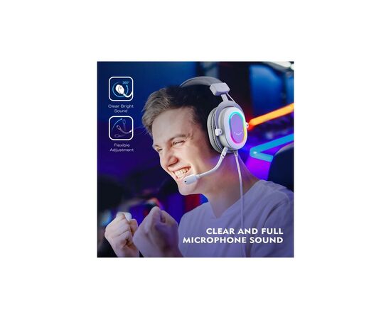Наушники Fifine H6 RGB 7.1 White (H6W), изображение 4 Наушники Fifine H6 RGB 7.1 White (H6W), изображение 4