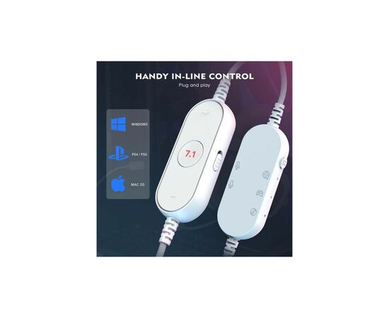 Наушники Fifine H6 RGB 7.1 White (H6W), изображение 5 Наушники Fifine H6 RGB 7.1 White (H6W), изображение 5