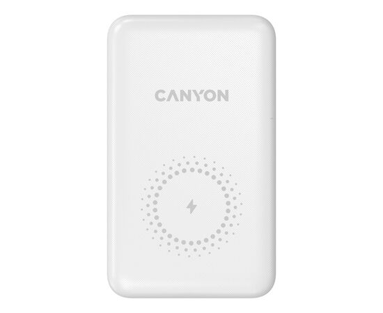 Батарея універсальна Canyon PB-1001 10000mAh, PD/18W, QC/3.0 +10W Magnet wireless charger, white (CNS-CPB1001W), зображення 2 Батарея універсальна Canyon PB-1001 10000mAh, PD/18W, QC/3.0 +10W Magnet wireless charger, white (CNS-CPB1001W), зображення 2