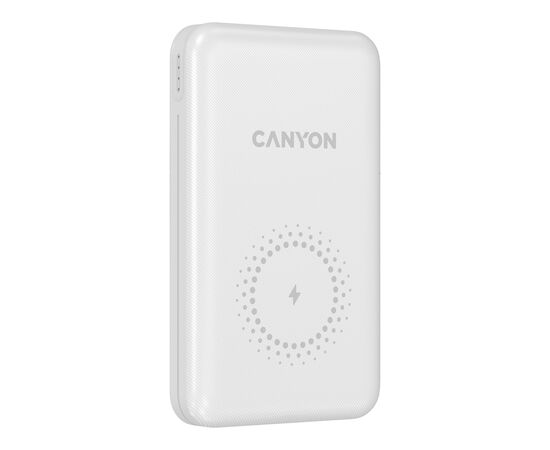 Батарея універсальна Canyon PB-1001 10000mAh, PD/18W, QC/3.0 +10W Magnet wireless charger, white (CNS-CPB1001W), зображення 3 Батарея універсальна Canyon PB-1001 10000mAh, PD/18W, QC/3.0 +10W Magnet wireless charger, white (CNS-CPB1001W), зображення 3