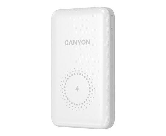 Батарея универсальная Canyon PB-1001 10000mAh, PD/18W, QC/3.0 +10W Magnet wireless charger, white (CNS-CPB1001W)