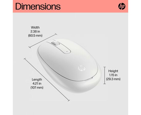 Мышка HP 240 Bluetooth White (793F9AA), изображение 7 Мышка HP 240 Bluetooth White (793F9AA), изображение 7