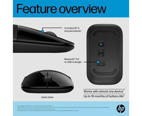 Мышка HP Z3700 Dual Wireless/Bluetooth Black (758A8AA), изображение 8 Мышка HP Z3700 Dual Wireless/Bluetooth Black (758A8AA), изображение 8