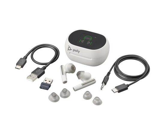 Наушники Poly Voyager Free 60+ Earbuds + BT700A + TSCHC White (7Y8G5AA), изображение 6 Наушники Poly Voyager Free 60+ Earbuds + BT700A + TSCHC White (7Y8G5AA), изображение 6
