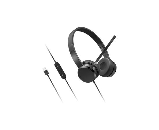 Наушники Lenovo USB-A Wired Stereo On-Ear Black (4XD1K18260), изображение 5
