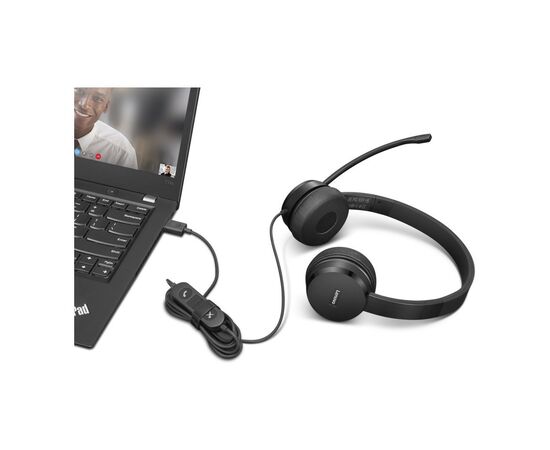 Наушники Lenovo USB-A Wired Stereo On-Ear Black (4XD1K18260), изображение 6