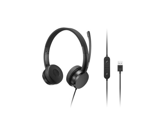 Навушники Lenovo USB-A Wired Stereo On-Ear Black (4XD1K18260)