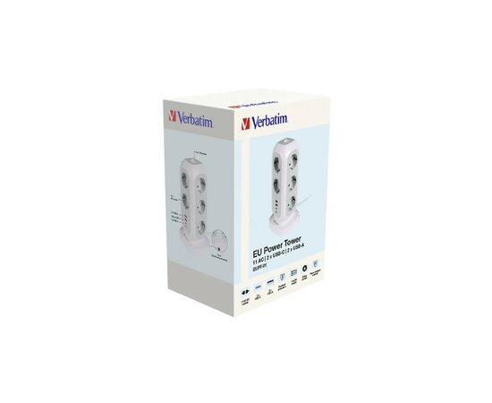 Мережевий фільтр живлення Verbatim 11 розеток, 2 x USB-C та 2 x USB-A (49547), зображення 4 Мережевий фільтр живлення Verbatim 11 розеток, 2 x USB-C та 2 x USB-A (49547), зображення 4