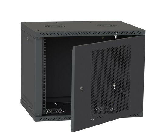 Шкаф настенный Ipcom 9U, 600*450, перфорация, RAL9005 (СН-9U-060х045-ДП-9005), изображение 2 Шкаф настенный Ipcom 9U, 600*450, перфорация, RAL9005 (СН-9U-060х045-ДП-9005), изображение 2