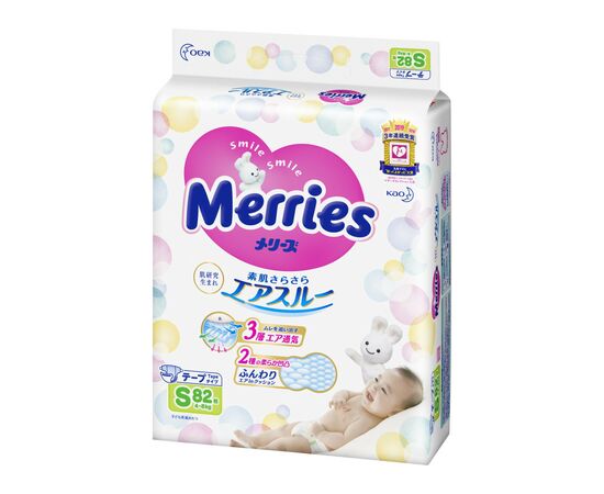Подгузники Merries для детей S 4-8 кг 82 шт (553089)
