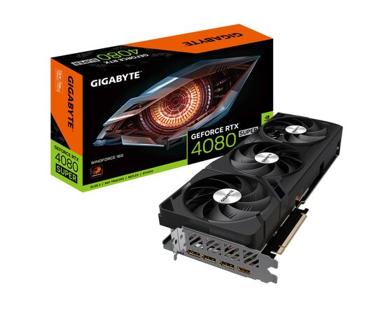 Видеокарта GIGABYTE GeForce RTX4080 SUPER 16Gb WINDFORCE (GV-N408SWF3-16GD), изображение 2 Видеокарта GIGABYTE GeForce RTX4080 SUPER 16Gb WINDFORCE (GV-N408SWF3-16GD), изображение 2