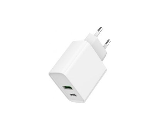 Зарядний пристрій Gembird USB-A + Type-C (PD20W + QC3.0 18W) white (TA-UC-PDQC20-01-W)