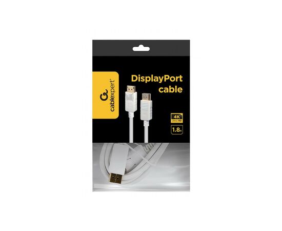 Кабель мультимедийный DisplayPort to DisplayPort 1.8m V1.2 Cablexpert (CC-DP2-6-W), изображение 2 Кабель мультимедийный DisplayPort to DisplayPort 1.8m V1.2 Cablexpert (CC-DP2-6-W), изображение 2