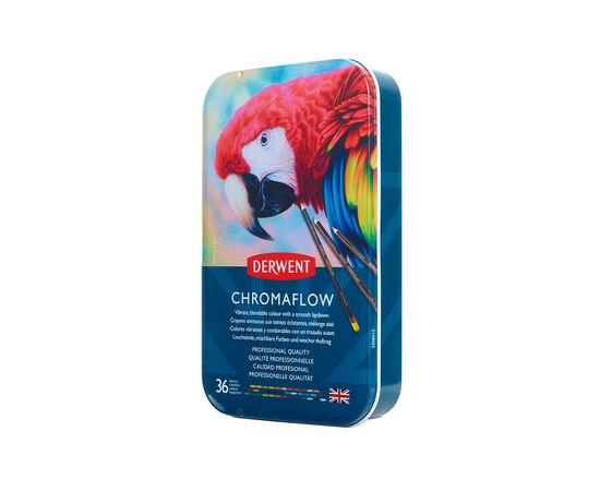 Карандаши цветные Derwent Chromaflow 36 цв. в металлическом пенале (5028252627498), изображение 4 Карандаши цветные Derwent Chromaflow 36 цв. в металлическом пенале (5028252627498), изображение 4