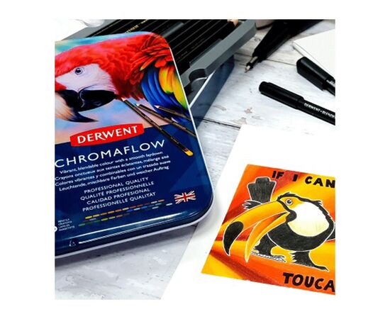 Карандаши цветные Derwent Chromaflow 36 цв. в металлическом пенале (5028252627498), изображение 6 Карандаши цветные Derwent Chromaflow 36 цв. в металлическом пенале (5028252627498), изображение 6