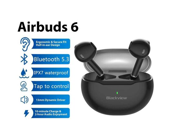 Навушники Blackview AirBuds 6 Black (6931548308423), зображення 7 Навушники Blackview AirBuds 6 Black (6931548308423), зображення 7