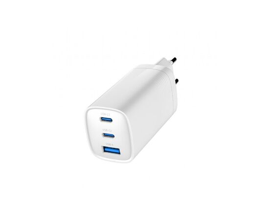 Зарядное устройство Gembird USB-A + 2xType-C (PD18W + QC3.0 27W) white (TA-UC-PDQC65-01-W), изображение 2 Зарядное устройство Gembird USB-A + 2xType-C (PD18W + QC3.0 27W) white (TA-UC-PDQC65-01-W), изображение 2