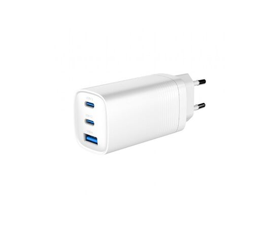 Зарядное устройство Gembird USB-A + 2xType-C (PD18W + QC3.0 27W) white (TA-UC-PDQC65-01-W)