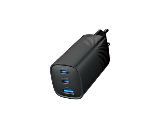 Зарядное устройство Gembird USB-A + 2xType-C (PD18W + QC3.0 27W) black (TA-UC-PDQC65-01-BK), изображение 4 Зарядное устройство Gembird USB-A + 2xType-C (PD18W + QC3.0 27W) black (TA-UC-PDQC65-01-BK), изображение 4