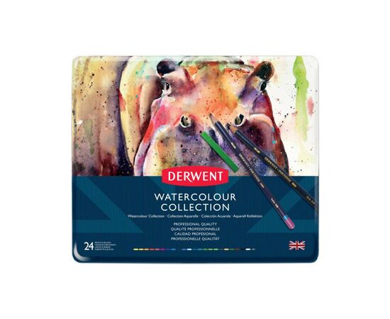 Олівці кольорові Derwent Watercolour Collection, акварельні 24 кол. в метал. коробці, (5028252097512)