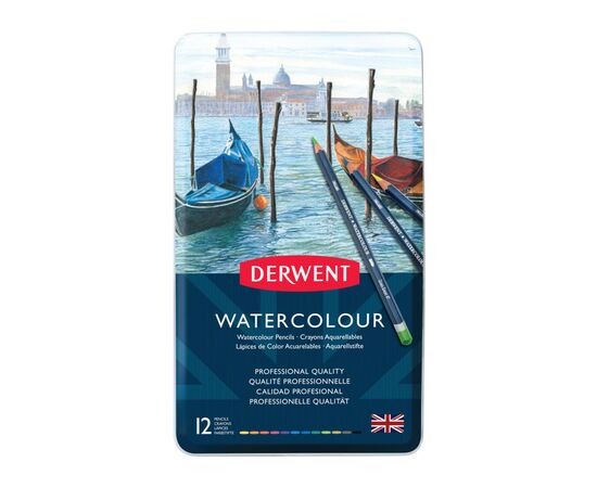 Карандаши цветные Derwent WatercolourWatercolour акварельные, 12 цв. в металл. коробке акварельные, 12 цв. в металл. короб (5010255784513)