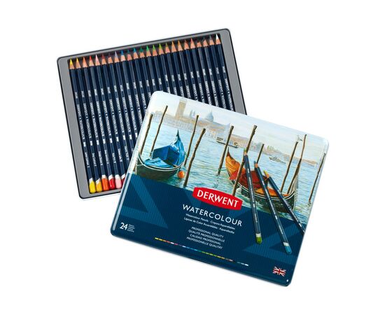 Карандаши цветные Derwent Watercolour акварельные, 24 цв. в металл. коробке (5010255784520)