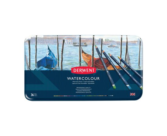 Карандаши цветные Derwent Watercolour акварельные, 36 цв. в металл. коробке (5010255784537)