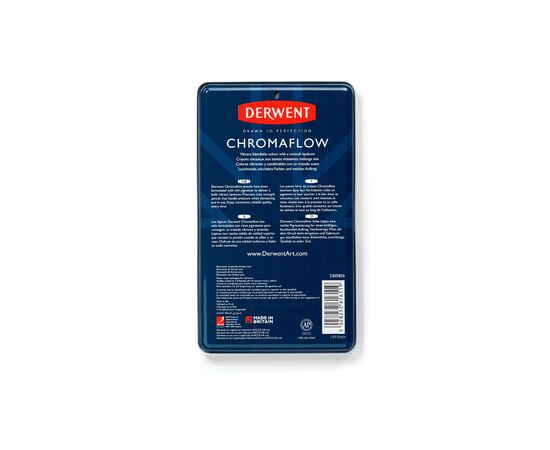 Карандаши цветные Derwent Chromaflow 12 цв. в металлическом пенале (5028252616119), изображение 10 Карандаши цветные Derwent Chromaflow 12 цв. в металлическом пенале (5028252616119), изображение 10