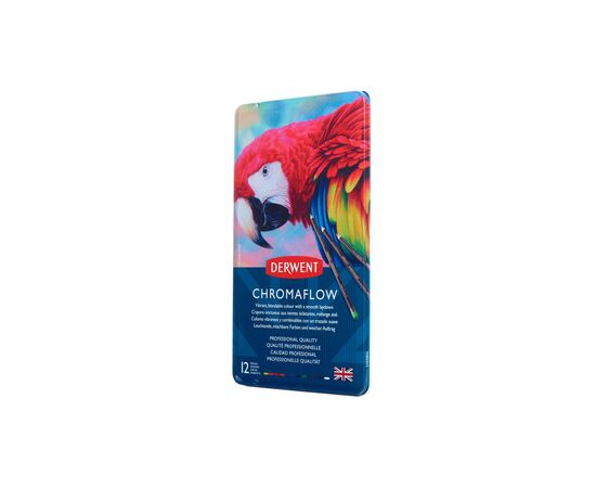 Карандаши цветные Derwent Chromaflow 12 цв. в металлическом пенале (5028252616119), изображение 3 Карандаши цветные Derwent Chromaflow 12 цв. в металлическом пенале (5028252616119), изображение 3