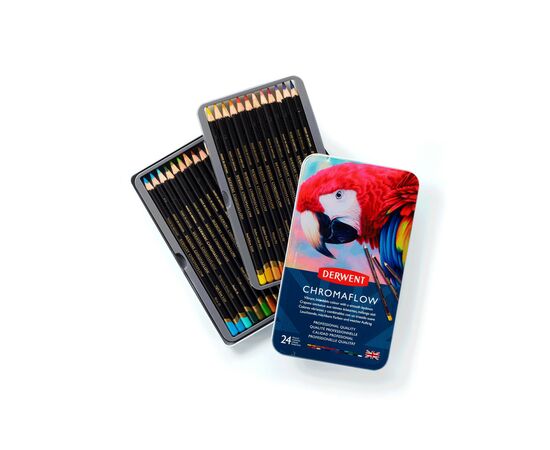 Карандаши цветные Derwent Chromaflow 24 цв. в металлическом пенале (5028252616133), изображение 2 Карандаши цветные Derwent Chromaflow 24 цв. в металлическом пенале (5028252616133), изображение 2