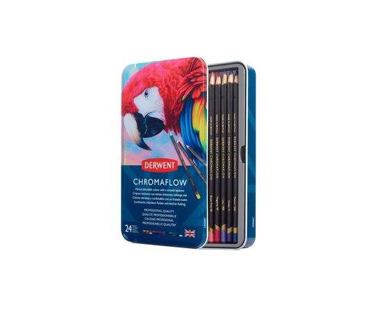 Карандаши цветные Derwent Chromaflow 24 цв. в металлическом пенале (5028252616133), изображение 7 Карандаши цветные Derwent Chromaflow 24 цв. в металлическом пенале (5028252616133), изображение 7