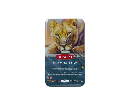 Олівці кольорові Derwent Chromaflow 24 кол. у металевому пеналі (5028252616133)