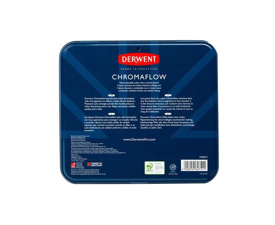 Карандаши цветные Derwent Chromaflow 48 цв. в металлическом пенале (5028252627511), изображение 5 Карандаши цветные Derwent Chromaflow 48 цв. в металлическом пенале (5028252627511), изображение 5