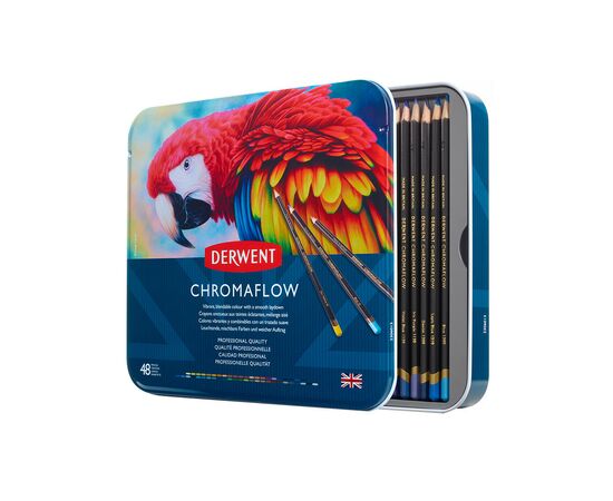 Карандаши цветные Derwent Chromaflow 48 цв. в металлическом пенале (5028252627511), изображение 9 Карандаши цветные Derwent Chromaflow 48 цв. в металлическом пенале (5028252627511), изображение 9