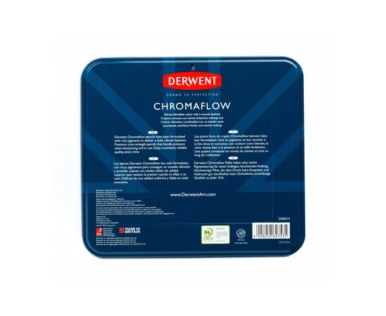 Карандаши цветные Derwent Chromaflow 72 цв. в металлическом пенале (5028252627535), изображение 3