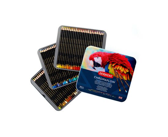 Карандаши цветные Derwent Chromaflow 72 цв. в металлическом пенале (5028252627535), изображение 5