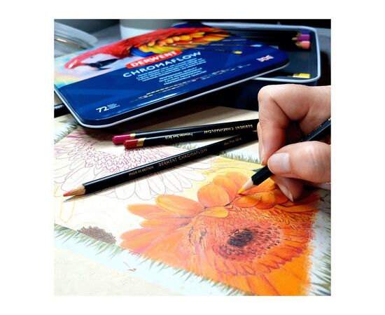 Карандаши цветные Derwent Chromaflow 72 цв. в металлическом пенале (5028252627535), изображение 6