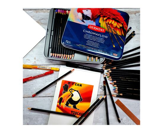Карандаши цветные Derwent Chromaflow 72 цв. в металлическом пенале (5028252627535), изображение 7