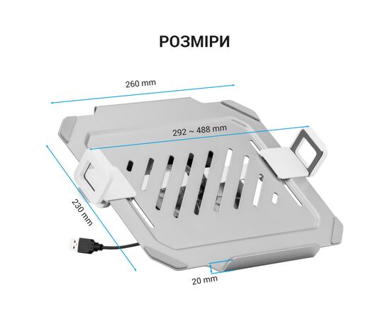 Подставка для ноутбука OfficePro для кронштейнів VESA 75x75,100x100 +RGB (LH474W), изображение 6 Подставка для ноутбука OfficePro для кронштейнів VESA 75x75,100x100 +RGB (LH474W), изображение 6