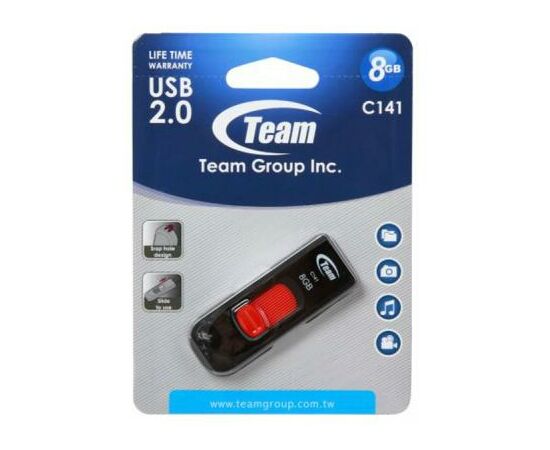 USB флеш накопитель Team 8GB C141 Red USB 2.0 (TC1418GR01), изображение 5 USB флеш накопитель Team 8GB C141 Red USB 2.0 (TC1418GR01), изображение 5