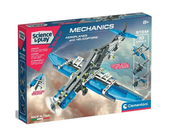 Конструктор Clementoni 10 в 1 Aeroplanes & Helicopters, серия Science & Play, 200 деталей (75028)