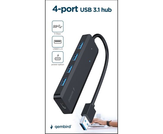 Концентратор Gembird 4 ports USB 3.1,USB-A, USB-C PD (UHB-U3P4P-02), изображение 3 Концентратор Gembird 4 ports USB 3.1,USB-A, USB-C PD (UHB-U3P4P-02), изображение 3
