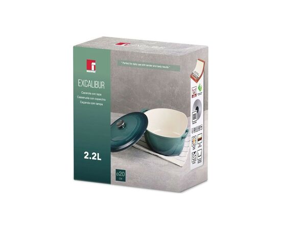 Кастрюля Bergner Excalibur з кришкою Зелена 2.2 л (BG-36100-GR), изображение 6 Кастрюля Bergner Excalibur з кришкою Зелена 2.2 л (BG-36100-GR), изображение 6