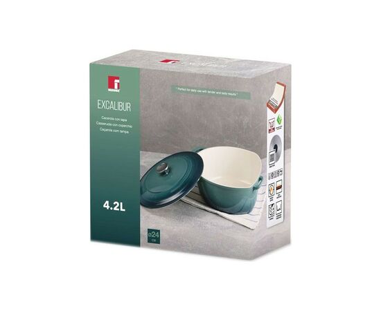 Кастрюля Bergner Excalibur з кришкою Зелена 4.2 л (BG-36101-GR), изображение 7 Кастрюля Bergner Excalibur з кришкою Зелена 4.2 л (BG-36101-GR), изображение 7
