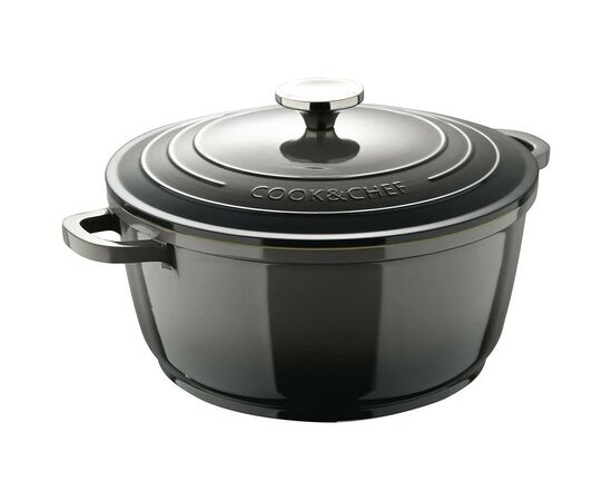 Кастрюля Bergner Excalibur з кришкою Сіра 5.8 л (BG-36102-GY), изображение 2 Кастрюля Bergner Excalibur з кришкою Сіра 5.8 л (BG-36102-GY), изображение 2