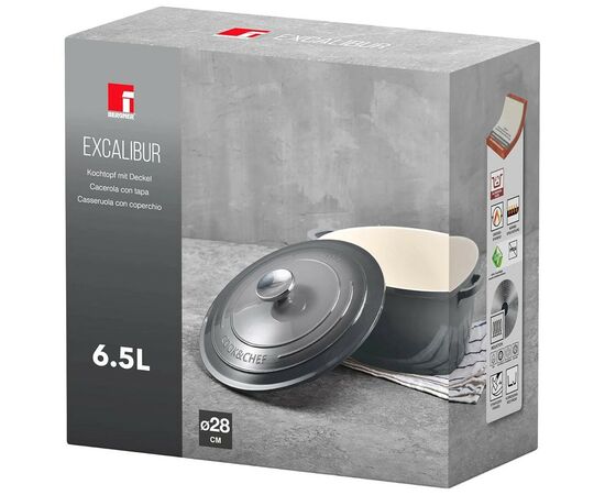 Кастрюля Bergner Excalibur з кришкою Сіра 5.8 л (BG-36102-GY), изображение 6 Кастрюля Bergner Excalibur з кришкою Сіра 5.8 л (BG-36102-GY), изображение 6