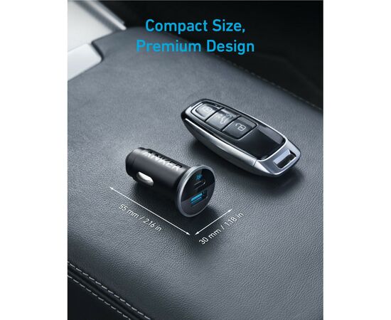 Зарядное устройство Anker PowerDrive 323 30W PD + 22.5W USB-A Black (A2735G11), изображение 2 Зарядное устройство Anker PowerDrive 323 30W PD + 22.5W USB-A Black (A2735G11), изображение 2