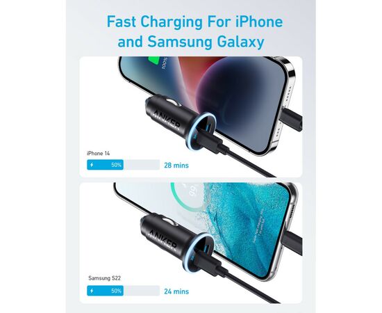 Зарядное устройство Anker PowerDrive 323 30W PD + 22.5W USB-A Black (A2735G11), изображение 3 Зарядное устройство Anker PowerDrive 323 30W PD + 22.5W USB-A Black (A2735G11), изображение 3