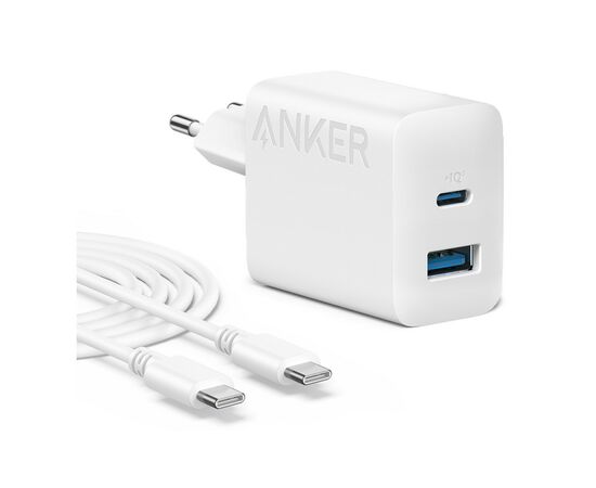 Зарядное устройство Anker PowerPort 312 - 20W USB-C USB-A + USB-C cable White (B2348G21)